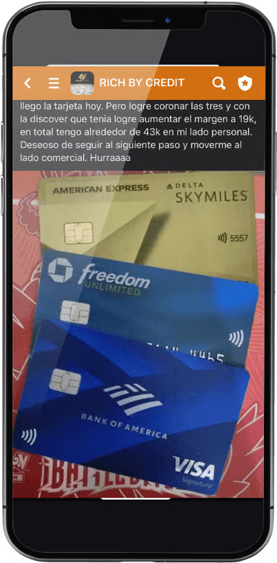 3 tarjetas aprobadas — $43K en lado personal