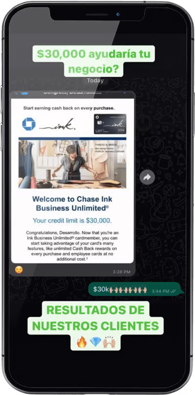 $30,000 aprobados — Chase Ink Business Unlimited
